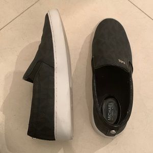 Michael Kors black leather slip on shoes original shoebox size 6 1/2